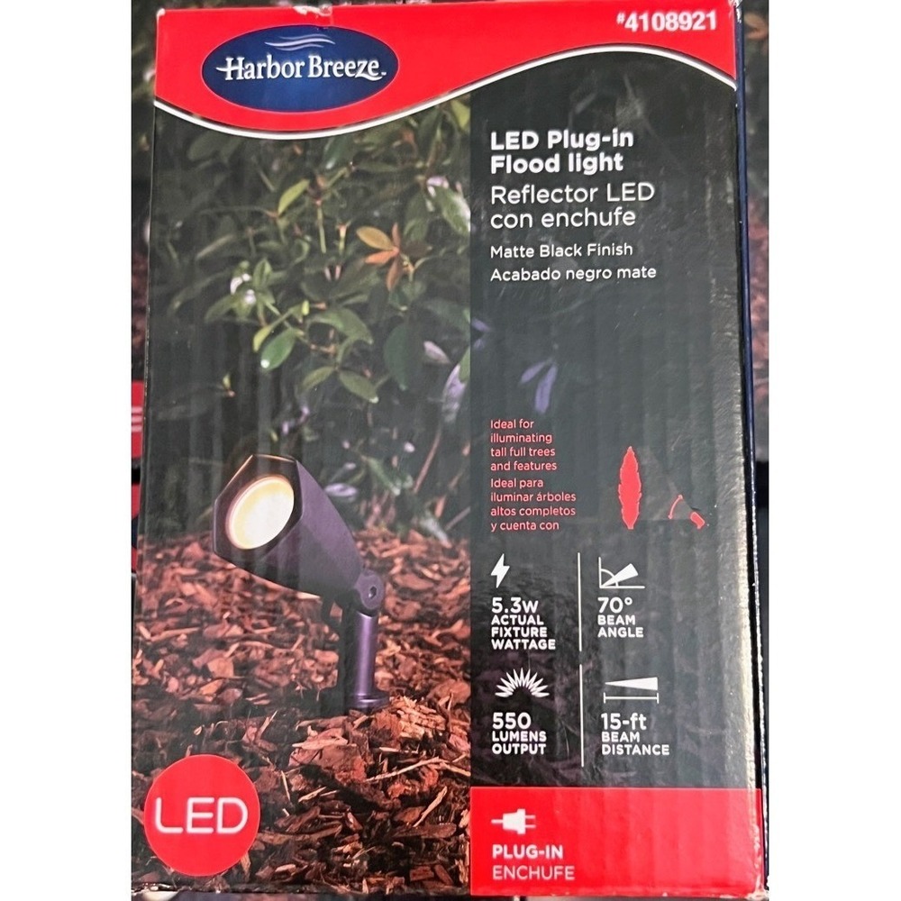 Harbor Breeze LED Plug-In Flood‎ Light Matte Black 550 Lumens